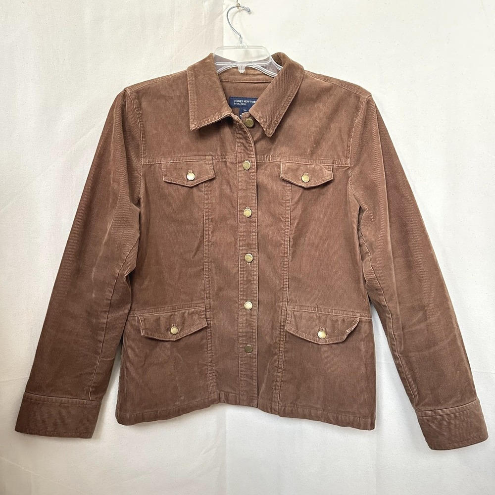 Jones NY Signature Brown Corduroy Barn Jacket Womens XL Utility Safari Western - Picture 2 of 11